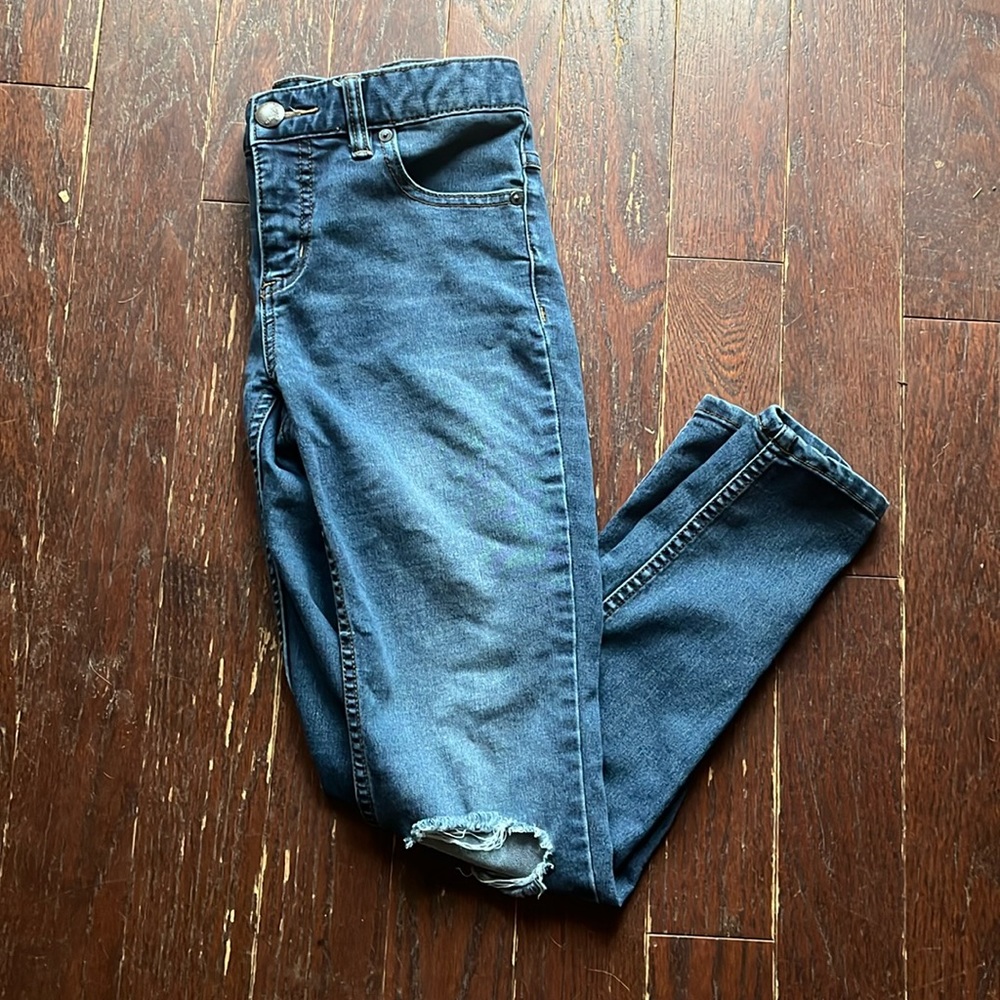 Free People Busted Knee Skinny Jeans Blue Size 26